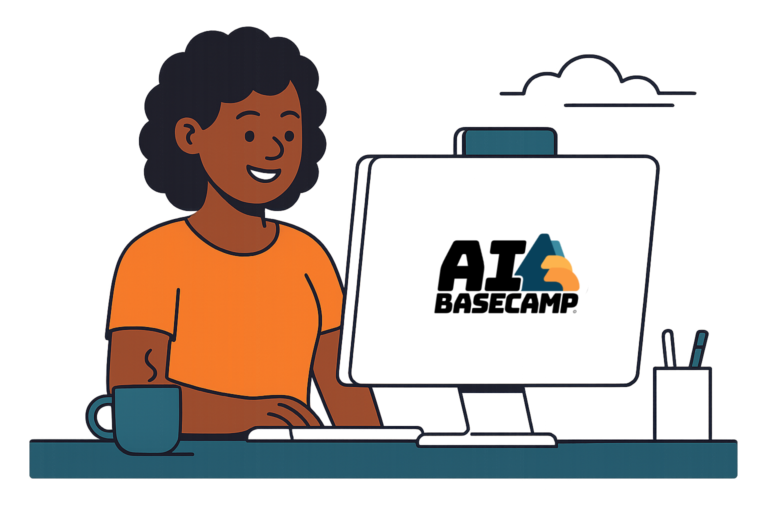 Woman on an AI Webinar with AI Basecamp